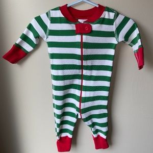 Hanna Andersson Green Stripe PJs Long Johns 0-6m